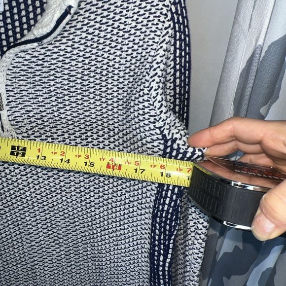 Cotton Country 1/4 Zip Recycled Woven‎ Cotton Sweater From Canada Navy Ivory M - Picture 9 of 10